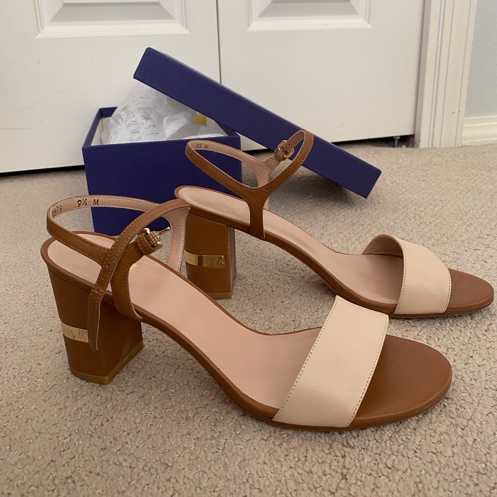 Stuart Weitzman Nusolo Sandals, Size 9.5 in Pan Vachetta